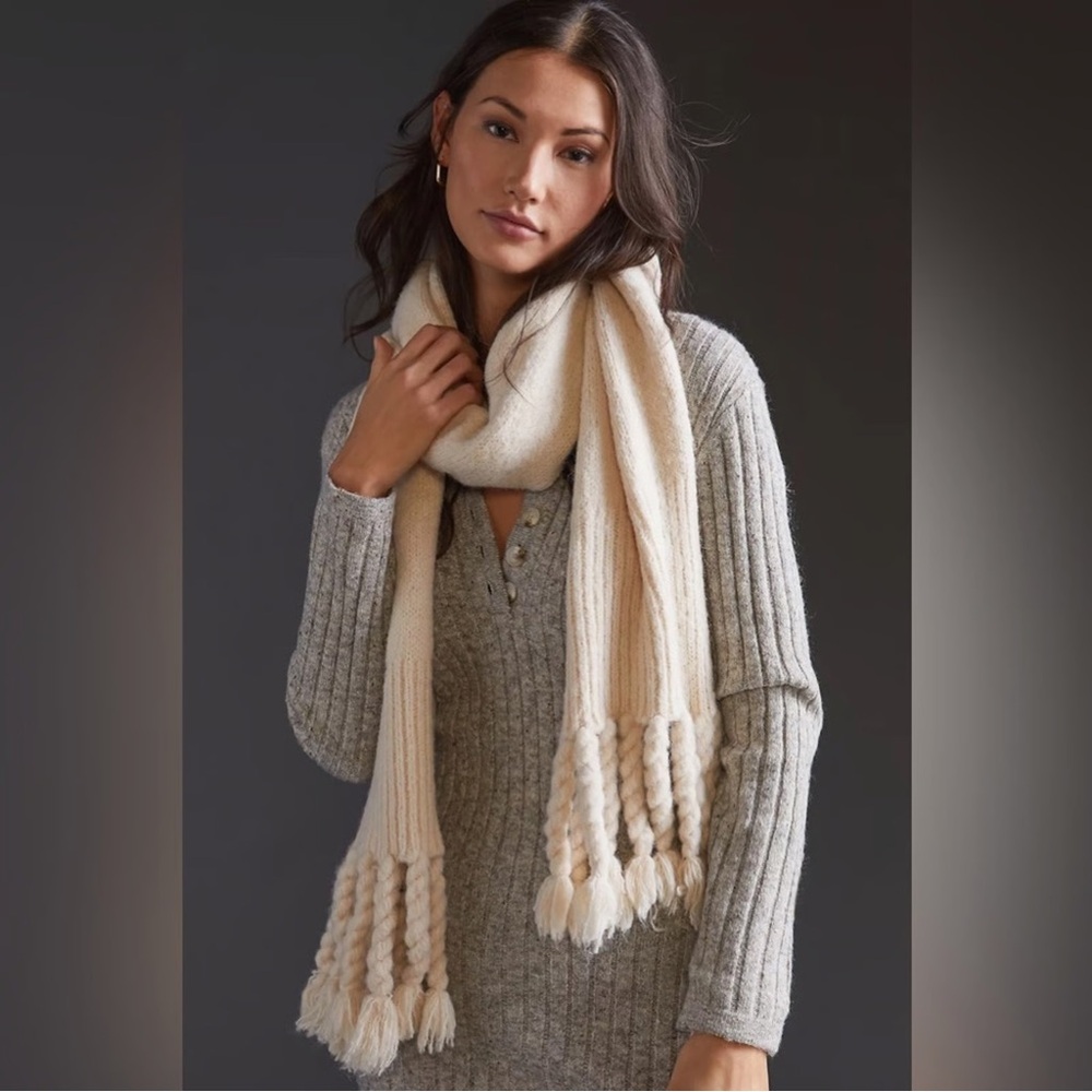 Anthropologie Cream Knit Scarf
